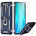 LeYi Funda para Xiaomi Redmi Note 8 Pro con [2 Unidades] Cristal Templado,Armor Carcasa con 360 Grados Anillo iman Soporte Hard PC Silicona TPU Bumper Antigolpes Case para Movil Redmi Note 8 Pro,Azul