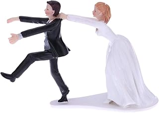 Bride&Groom Figurines Romantic Bride and Groom Wedding Cake Topper Funny Resin Run Groom Bridal Show Stand Cake Topper Wedding Valentines Day Engagement Anniversary Decoration