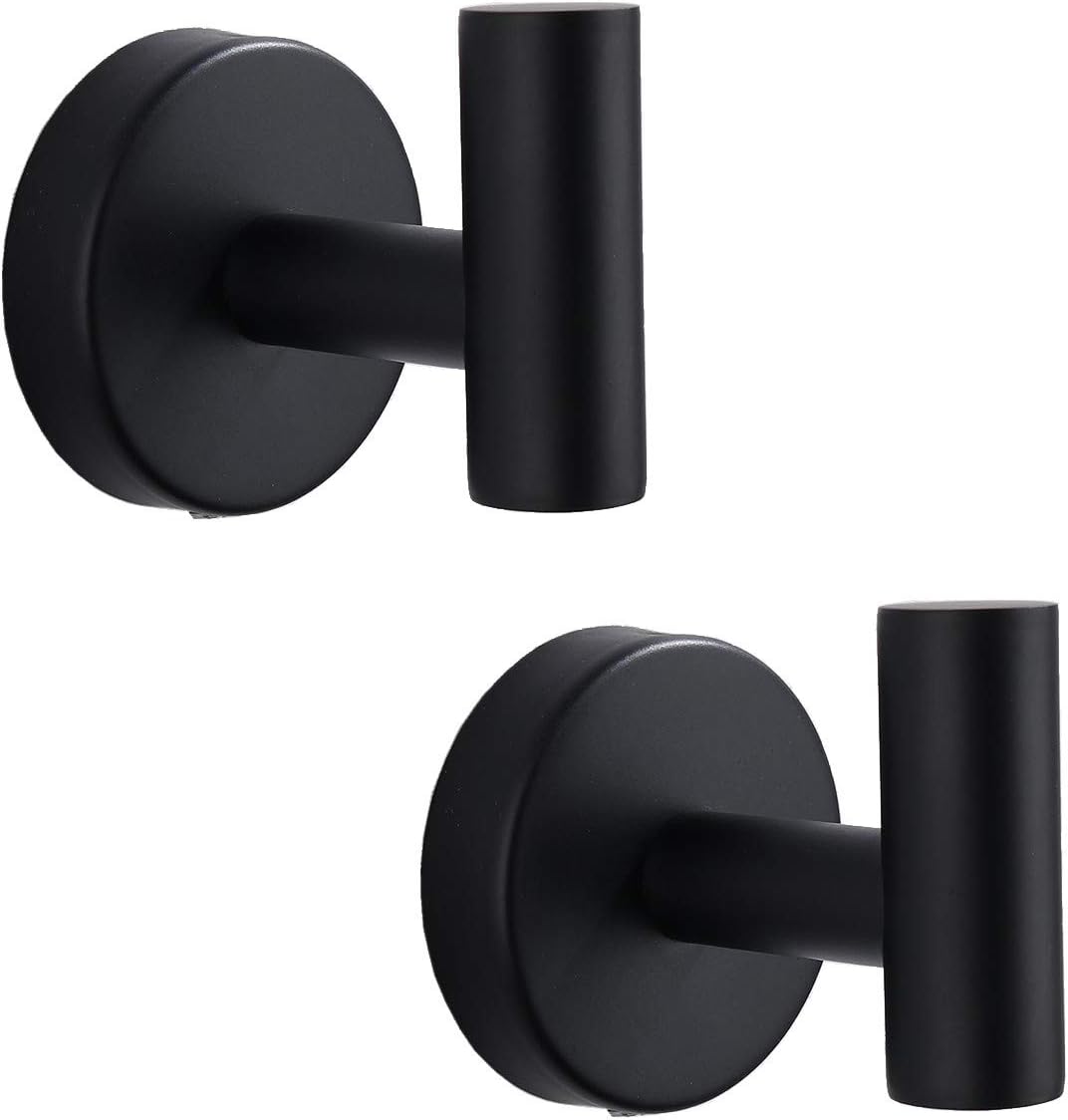 Flybath Coat Hook SUS 304 Stainless Steel Bathroom Towel Robe Hook Shower Kitchen Hanging Hooks Wall Mounted, Matte Black - 2 Pack