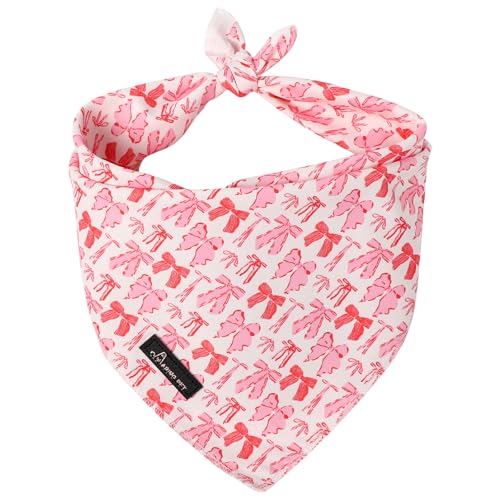 ARING PET Girl Dog Bandana, Cute Pink Bow Pet Bandanas Scarf Triangle Bibs Handkerchief for Puppy Small Medium Large Girly Dogs-L