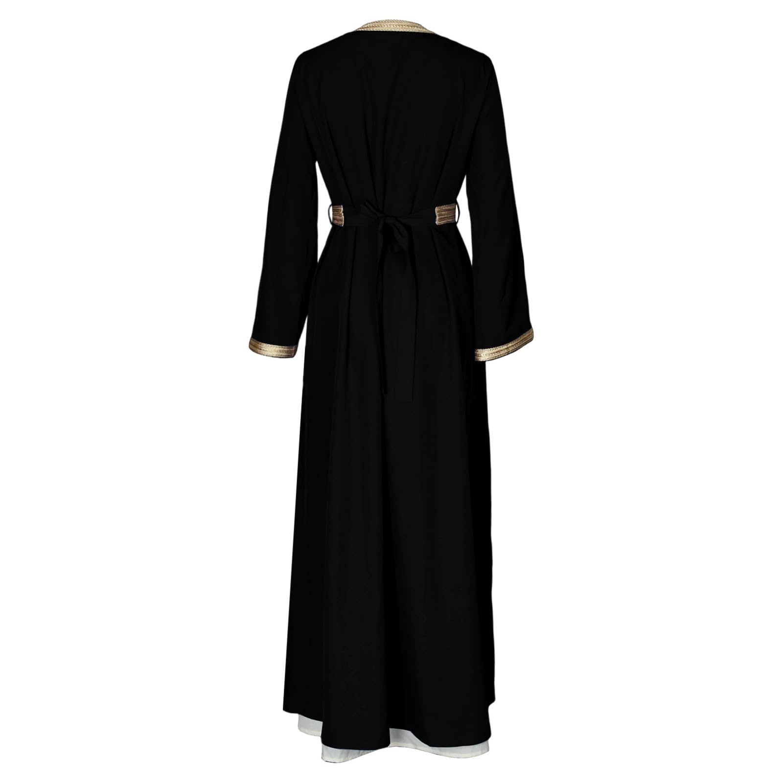 Abaya Mujer Elegante 2 Piezas Con Bordado Dorado Y Cinturón Árabe Musulmán Dubai Traje Islam Marruecos Vestido Ramadán Fiesta Boda Noche Marruecos Vestidos Marroquíes