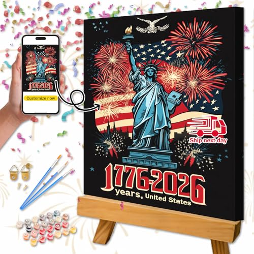 Image of Azvccea America 250th Anniversary Paint by Numbers Kit for Adults Customized DlY Patriotic Painting by Numbers Suitable for Gifts and Interior Decor (Color 3)