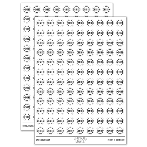 Denied Circle 200+ Round Stickers - Matte Finish - 0.50" Size - White