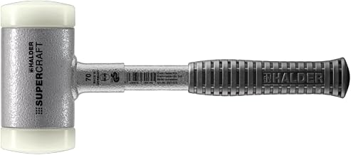 Halder Supercraft Dead Blow Mallet 3377.070 - Non-Rebounding Mallet, Hard Nylon Inserts, Break-Proof Steel Tube Handle, Anti-Slip Grip, 70mm, 5 lbs.