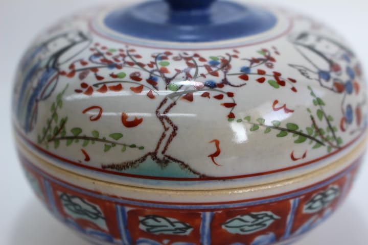 e044 技工名品 特別限定品 人間国宝 加藤卓男 作 ミナイ手 人物文 盒子