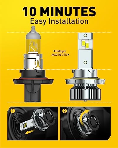 Image of AUXITO H13 LED Light Bulbs, 900% Brighter 120W 24000LM Per Set, 6500K Cool White 9008 LED Light Bulbs, Halogen Replacement Kit, Canbus Ready, Pack of 2, Y19