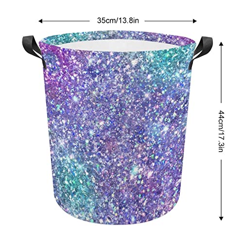 Laundry Hamper, Collapsible Laundry Basket With Handle Glam Purple Blue & Green Glitter Sparkle Toys Organizer Bag Dirty Clothes Storage Basket For Bathroom, Dorm Essentials #TOP1