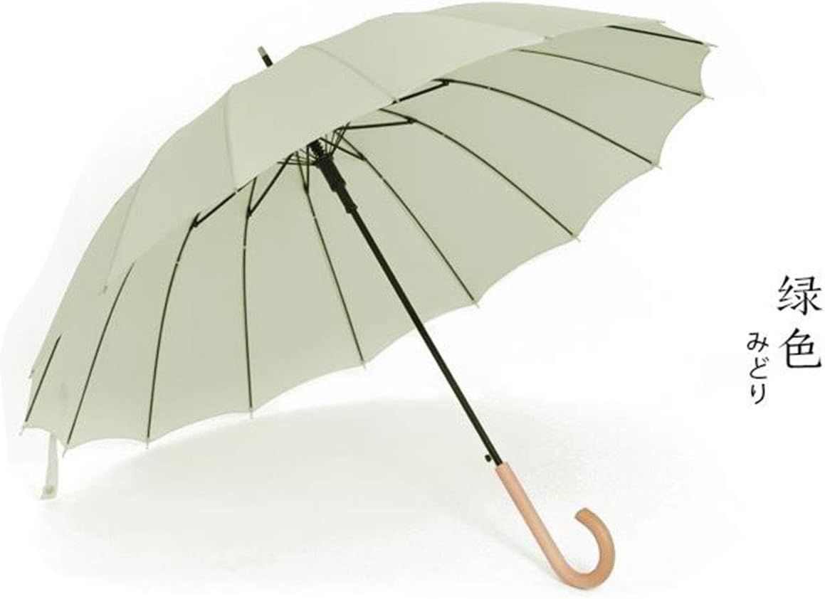 ジンニュウ 長傘 16本骨 シンプル ファッション 雨傘 梅雨対策 ジャンプ傘 晴雨兼用 男女兼用 アウトドア用 軽量 超強度 耐風撥水 通勤 通学 おしゃれ グリーン F 上品な