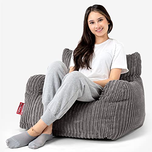 Lounge Pug, Sitzsack Ohrensessel, Cord Schiefergrau – Bild 4