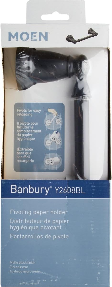 Moen Y2608BL Banbury Pivoting Toilet Paper Holder Matte Black Finish