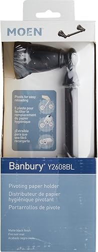 Miniatura 3 de Moen Y2608BL Banbury Matte black portapapeles pivotante Negro Mate