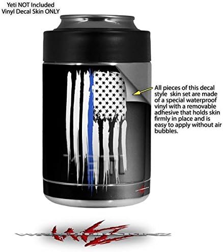 Miniatura 2 de Vinilo adhesivo para enfriadores de latas Yeti Colster, Ozark Trail y RTIC - Yeti Colster cepillado bandera estadounidense línea azul (enfriador no