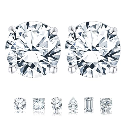JeenMata 0.50CT - 4CT Moissanite Stud Earrings for Women, Round Princess Oval Pear Cushion Emerald Cuts, 4 Prong Solitaire, 18K Gold Plated, Friction Back by JeenMata - Used condition - US$65.55