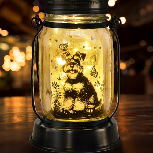 kyoryuger Schnauzer Gifts for Women/Men Schnauzer Solar Lanterns Dog Mom Birthday Dog Lovers Lantern Pet Loss Pet Memorial Lights Solar Garden Decoration for Yard, Patio,Backyard,Porch Torches by kyoryuger - Used condition - US$18.10