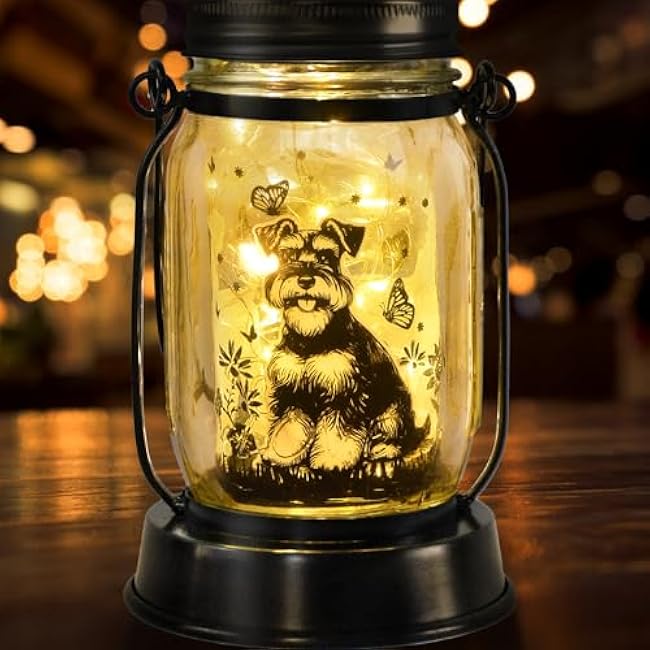 Dog Solar Lanterns Dog Lover Gifts for Women Men Dog Lovers Gifts Hanging Dog Lanterns with Stake for Yard Lawn Garden Decor Waterproof Dog Lights Torches