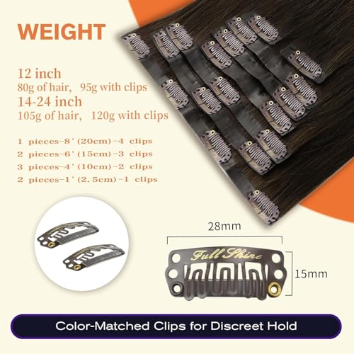 Image of Full Shine Seamless Hair Extensions Clip in, Balayage Brown to Blonde 14 inch | 120g 8 Pcs, Invisible Ultra-Thin PU Weft, Remy Human Hair, Natural Fullness, Easy to Apply, Everyday Styling, Formal Event