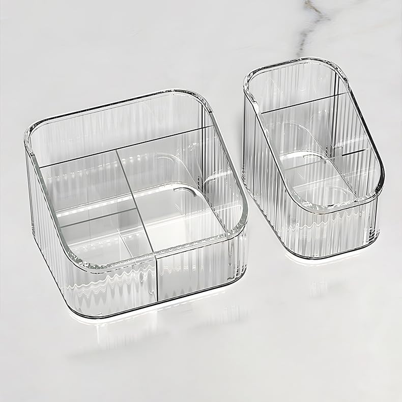 Miniatura 7 de Organizador de maquillaje acrílico con divisores  Soporte de almacenamiento de cosméticos ajustable para lápiz labial, sombra de ojos, polvo,