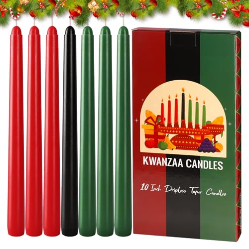 7 Piezas Cena Vela Navidad Cónica Velas Rojo Verde Mesa Decoración Alto Hogar Velas Negro para Regalo calcetín Relleno Casa Decoración