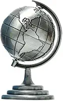 Globo Terrestre Decorativo, Metal Bronze Envelhecido, Base Clássica, Mapa Mundial em Relevo, Ideal para Escritório e Decoração, 13 cm (Silver)