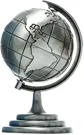 Globo Terrestre Decorativo, Metal Bronze Envelhecido, Base Clássica, Mapa Mundial em Relevo, Ideal para Escritório e Decoração, 13 cm (Silver)