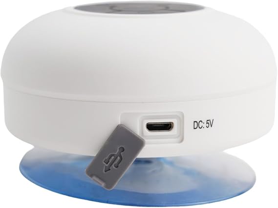 IPX4 BT Shower Speaker with RGB Lights, Portable Wireless Speaker Built-in Mic for Outdoor Travel Party, 3W for MINI Speaker for Bathroom(White)