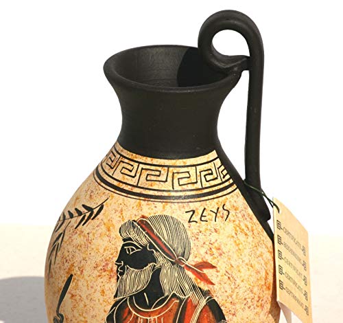 Greek Black-Figure Ceramic Vase Pot Pottery Painting King God Zeus 6.3 Inches #TOP6