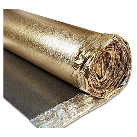 Acoustic Sonic Gold Underlay 5mm Thick - Choose Any Size - for All Wood, Laminate Flooring - Damp Proof Mebrane - Great Sound & Heat Insulation (5mm Thick, 15m2-1 Roll) Cover