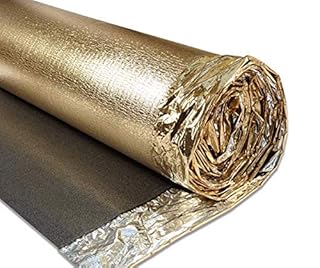 Acoustic Sonic Gold Underlay 5mm Thick - Choose Any Size - for All Wood, Laminate Flooring - Damp Proof Mebrane - Great Sound & Heat Insulation (6mm Thick, 15m2-1 Roll)
