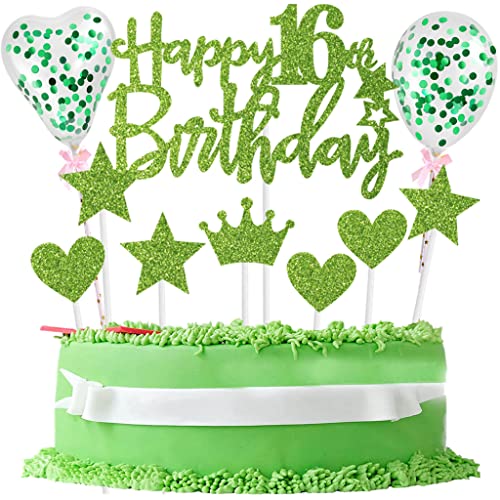 16th Cake Decoration Birthday Girl 16 Years Boy Girl Cake Decoration 16th Birthday Cake Topper 16th Birthday Fruit Green Cake Decoration 16 Cupcake Toppers 16th Birthday Cake Decoration 16 Cake Topper