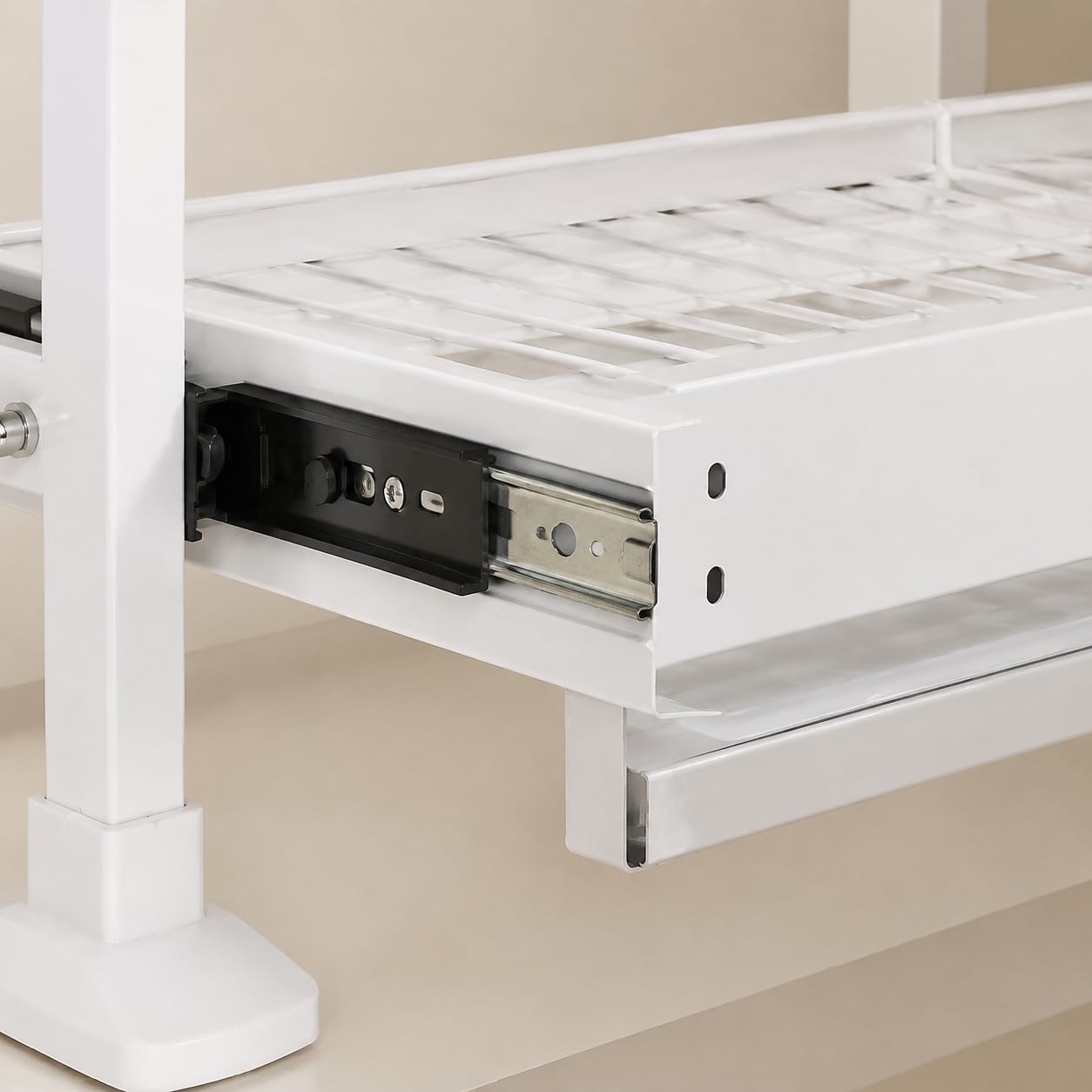 Schrank Organiz Küche Metall, Kohlenstoffstahl Matial, Küchenutensilien Halt, Organisation von Töpfen, Für kleine Küchen, Modern, schlicht, ausziehbar, einlagig, mit Abtropfschale, weiß