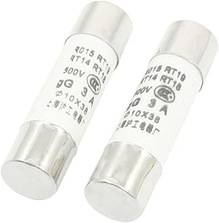 Aexit 2Pcs AC500V Fuses 3A 10x38mm Cylindrical Fuse Links Silver Fuse Links Tone White