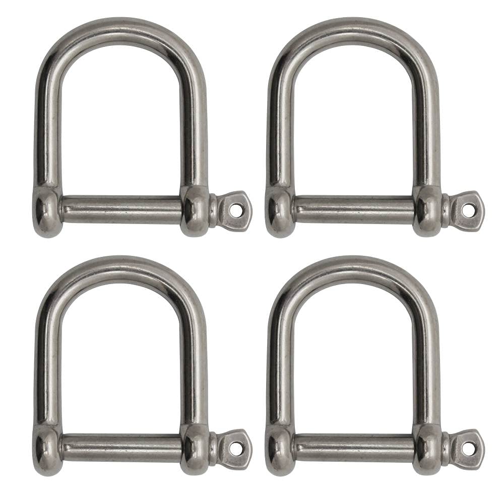 Extreme Max 3006.8228.4 BoatTector Stainless Steel Wide D Shackle - 5/16", 4-Pack