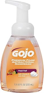 GOJO Premium Foam Antibacterial Handwash, Fresh Fruit Scent, 7.5 fl oz Hand Soap Pump Bottle (Pack of 6) - 5710-06, Translucent apricot