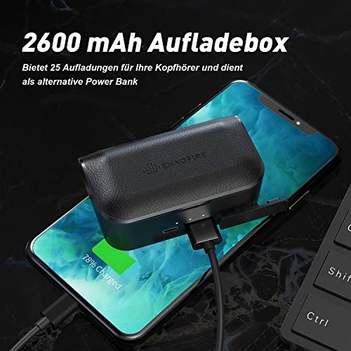 Bluetooth Kopfhörer, ENACFIRE F1 Bluetooth 5.0 In-Ear Sport Kabellose Ohrhörer mit eingebautem Mikrofon, Wireless Headset 208h Spielzeit APTX HD-Klangqualität CVC8.0, 2600mAh-Ladebox, IPX8 – Bild 3