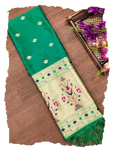 Image of DEVANGI Women's Woven Paithani Banarasi Silk Dupatta /Chunni For Women, Floral Print 1 Meter Wide and 2.3 Meter Length Printed Designer Dupatta /Chunni For Girls