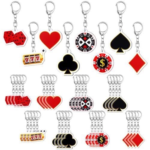 Tondiamo 48 Pcs Casino Party Favors Keychains Bulk Casino Night