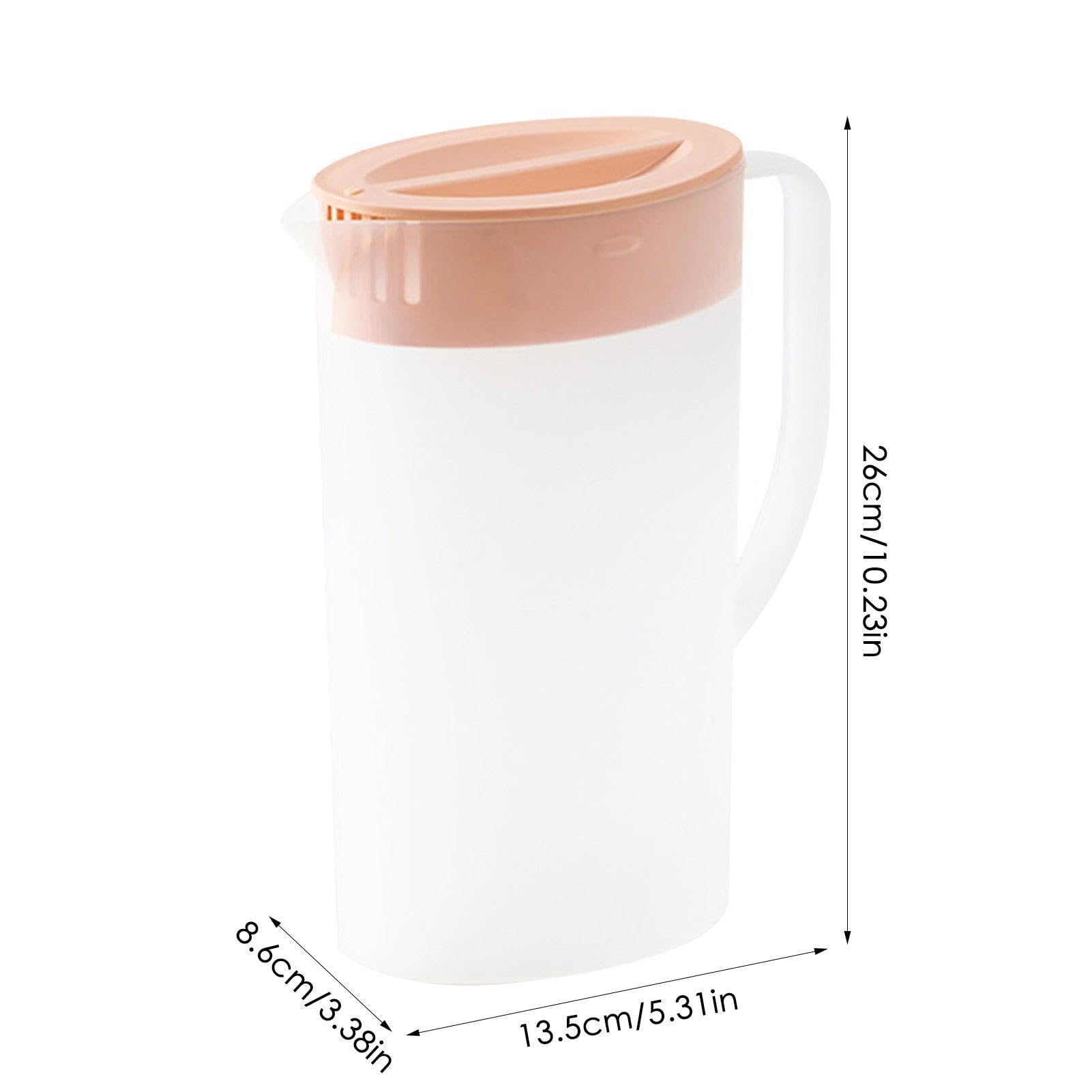 Brocca Acqua Grande 2 Litri Con Coperchio: Senza BPA, Adatta A Frigorifero, Per Succhi E Tè Freddo (Rosa/Blu)