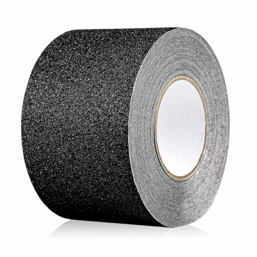 TXWLLIU Strisce Adesive Antiscivolo con Autoadesivo, Nastro Adesivo per Scale da 10 cm x 5 m, Nastro Adesivo Antiscivolo, Cuscinetto ad Alta Trazione per Pavimenti per Uso Interno ed Esterno, Nero