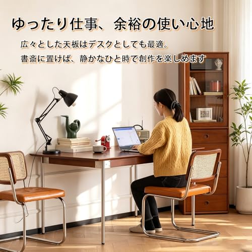 ISAHGIS ダイニングテーブル 食卓 オフィス 4人用 8人掛け 作業台 小さなスペース 勉強机 リビング テーブル 幅120cm 木目調 おしゃれ コンパクト 木製 スチール キッチン用 バルコニー ラウンジ ガーデン 会議室 ネイルショップ カフェ モダンデザイン(160cm) [3]