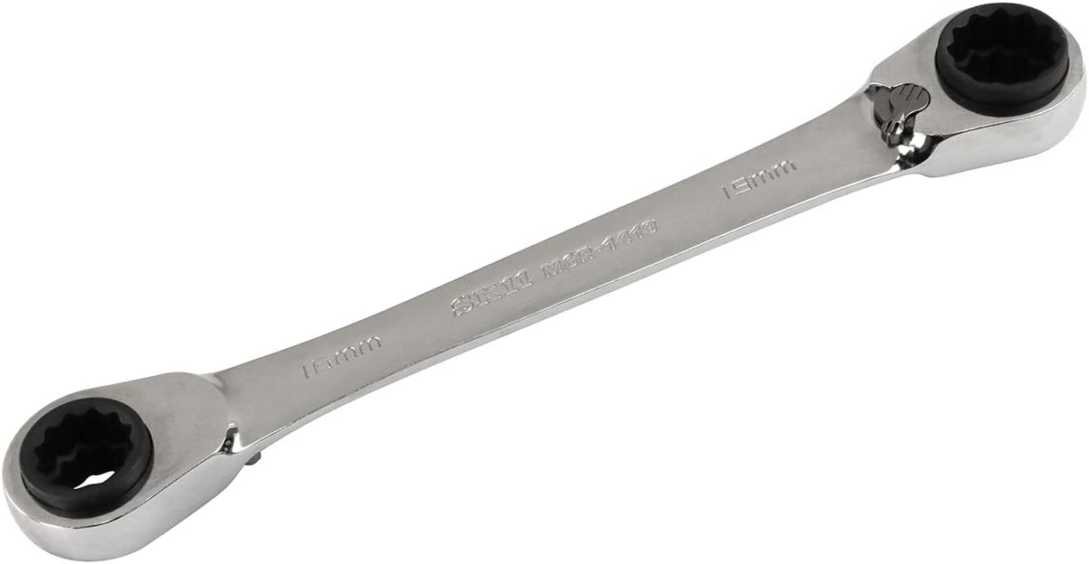 SK11 Gear Tech 4 in 1 Ratchet Wrench, Compatible with 0.55/0.67/0.74 in (14/16/17/9 mm)