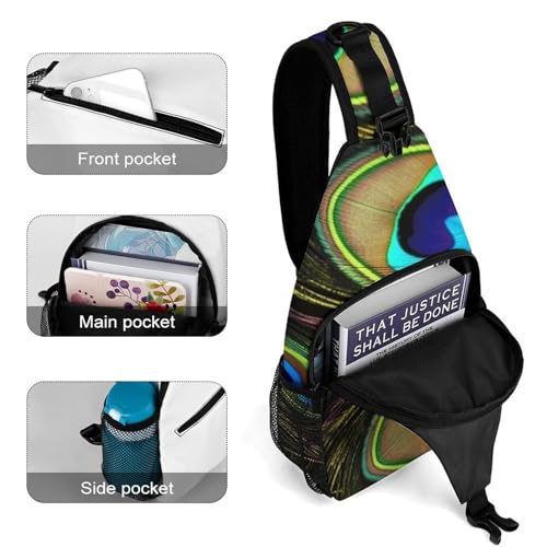 Bolso tipo bandolera con diseño de plumas para senderismo miniatura 4