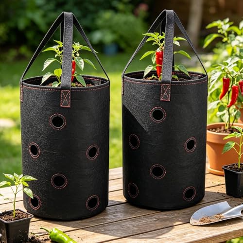 Bolsa invertida para plantas de 11,4 litros con asas reforzadas para exterior 3