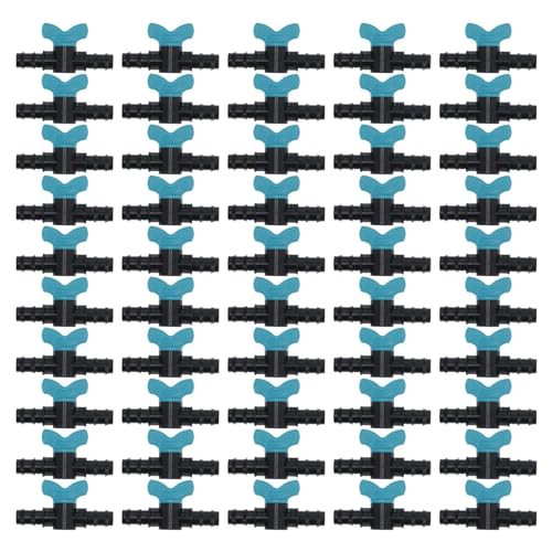 50Pcs Irrigation Switch Valve Garden Plastic Barbed Valve for 16mm Diameter Hose 10x5.5x2.5cm
