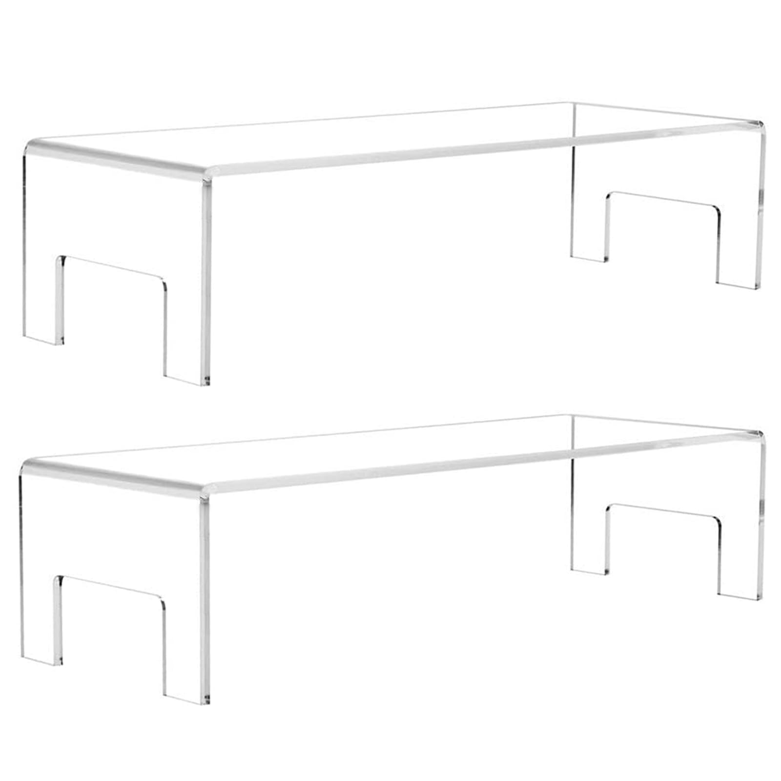 2 Pack 5mm Acrylic Display Risers, 30 × 13 × 8.5 cm Thick Clear Rectangle Display Stand, Transparent Showcase Stands for Pop Figures, Cupcakes, Jewelry, Toys, Perfume