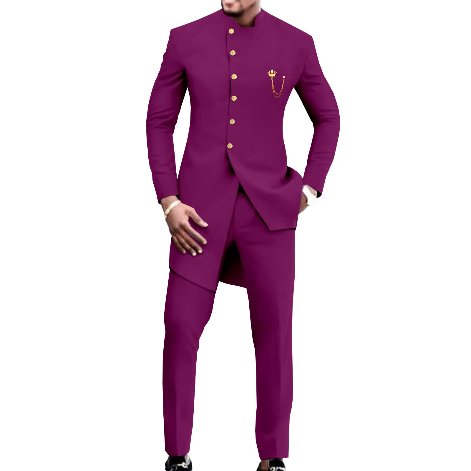africa-pride African Suit for Men Single Breasted Slim Fit Jackets and Trousers 2 Piece Set Business Suit Wedding Evening-picture-44