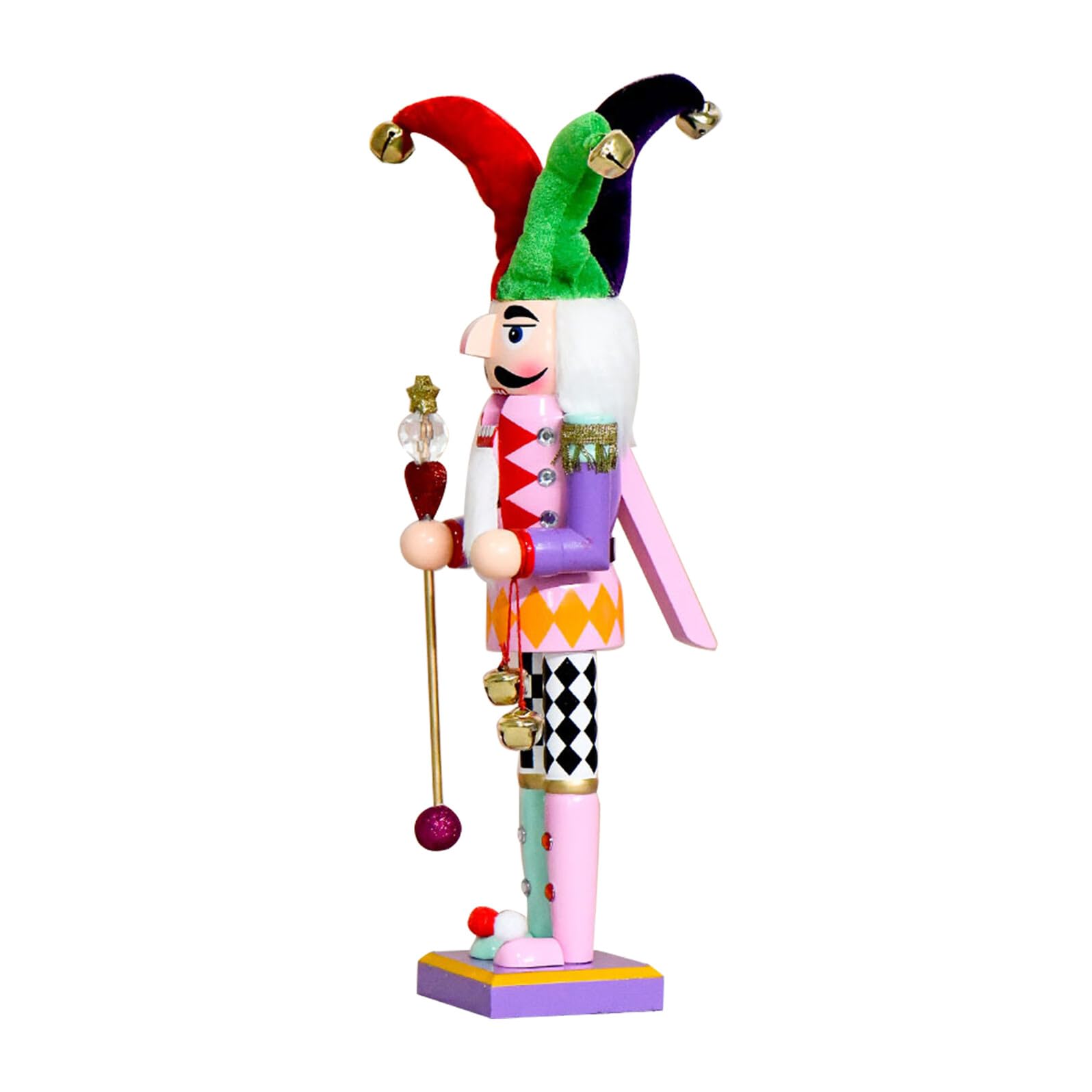 Casse-Noisette Clown en bois massif de 38 cm pour la decoration festive