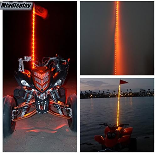 Miadisplay 5ft Led Whip Flag Atvs Utvs Truck Yellow LED XTREME Whip Lights Led Whip Antenna off road Sand Dunes buggy & Safety Flag ( 5FT, Yellow )