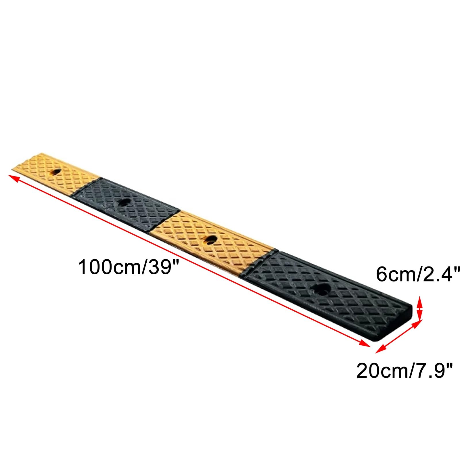 Goma Rampas oara Coches Rampa Escalon Bordillo con Perno de Expansión, de 1 cm a 10 cm de Altura, para Muelles de Carga Garajes Aceras Camiones(100x20x6cm/39x7.9x2.4in)
