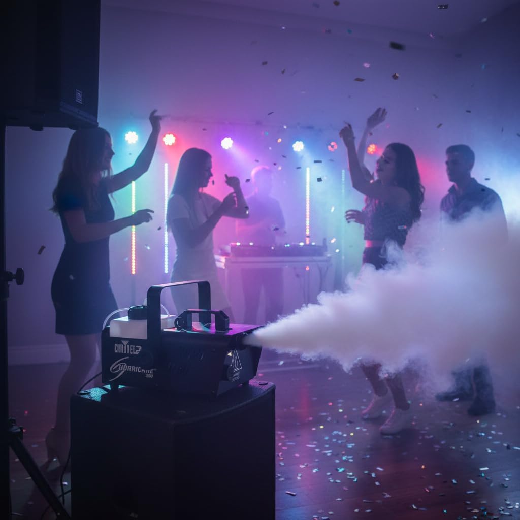 CHAUVET DJ Hurricane 1200 18,000-CFM Fog Machine Bundle with DMX Cable and Austin Bazaar Polishing Cloth