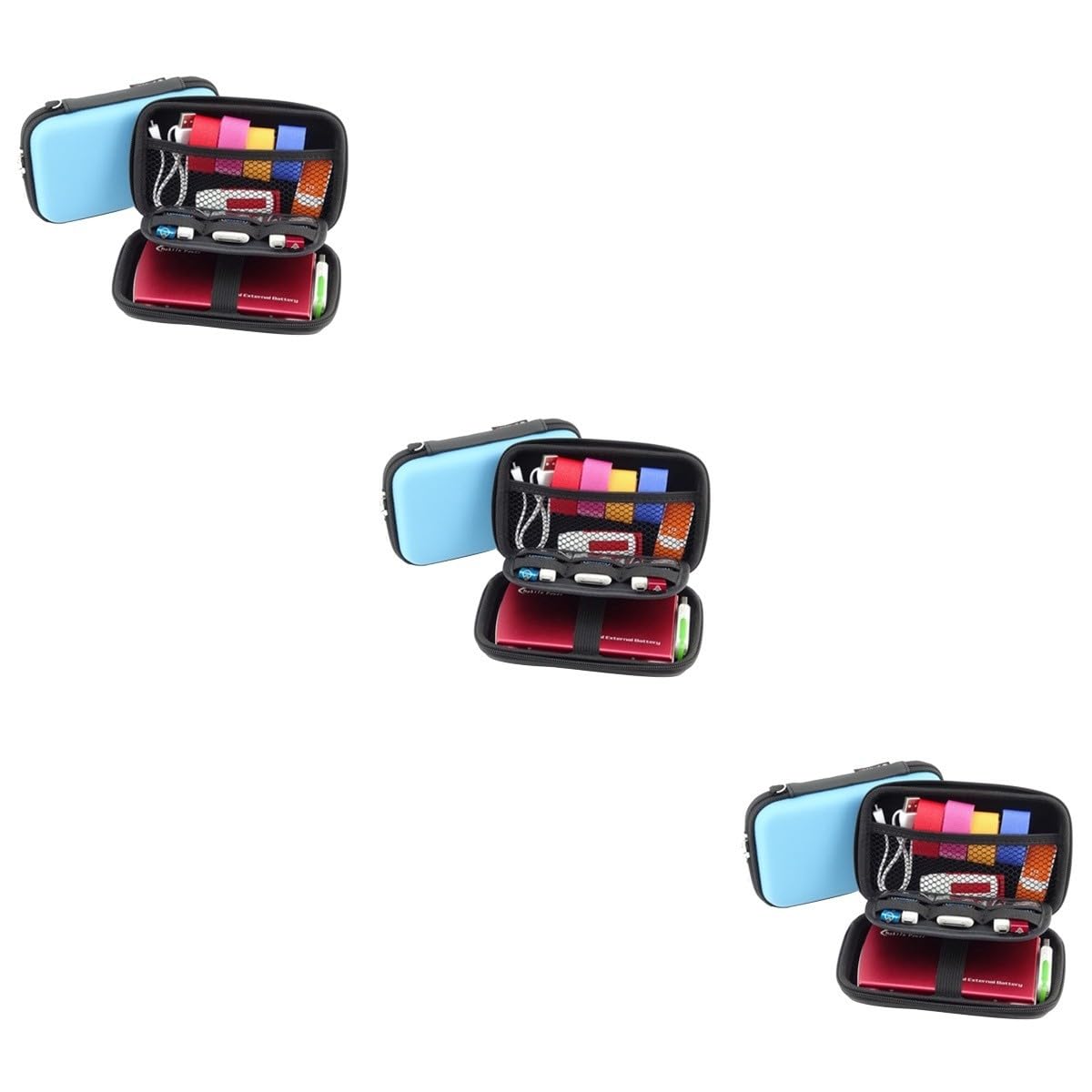 OSALADI 3pezzi Organizzatore Per Accessori Elettronici Da Viaggio Borsa Portatile Per Cavi e Gadget Blu